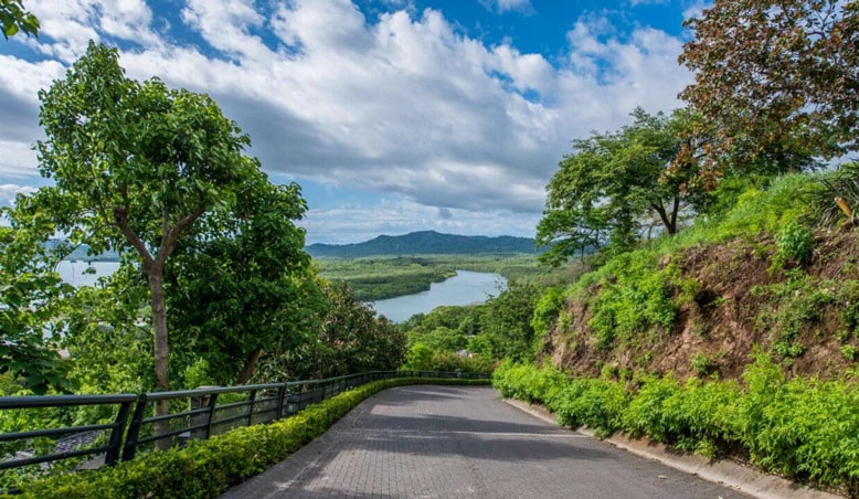 Lush roadway leading to Tesoro 21 with stunning views of a potential beachfront property location